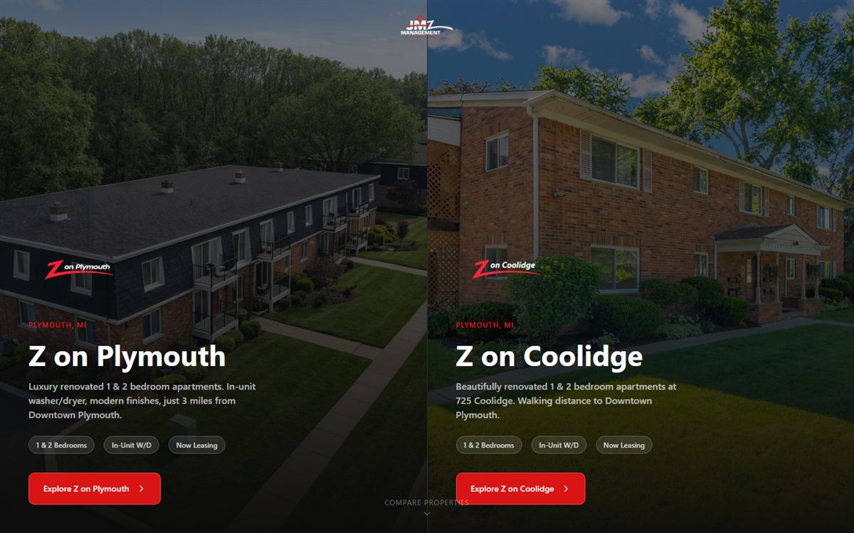 Apartments in Plymouth leasing website built by J&O Digital Creations