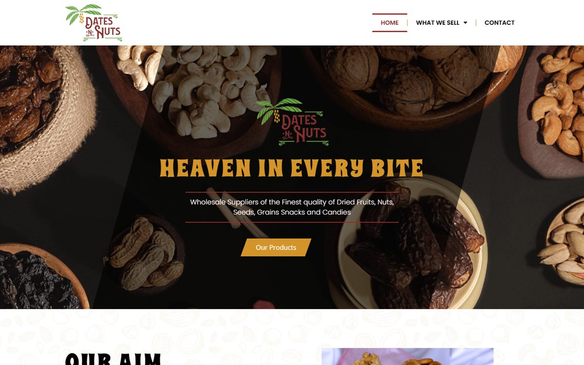 Dates n Nuts food e-commerce website built by J&O Digital Creations
