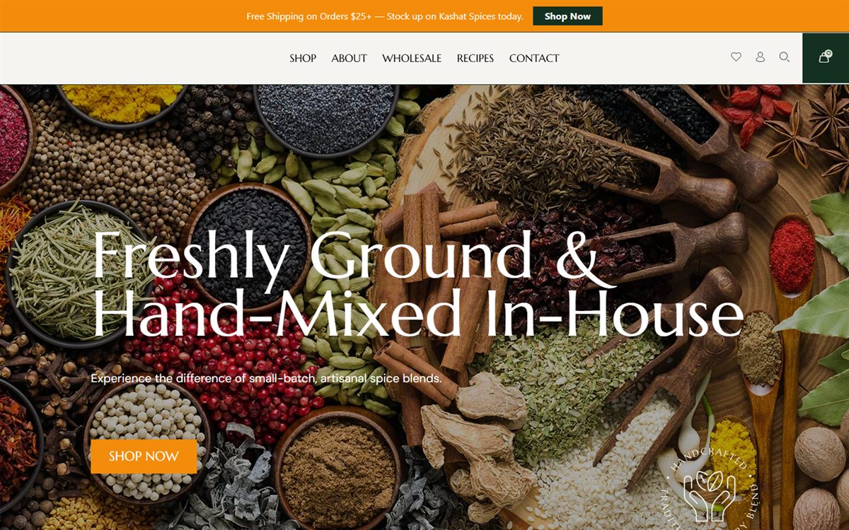 Kashat Spices e-commerce website by J&O Digital Creations