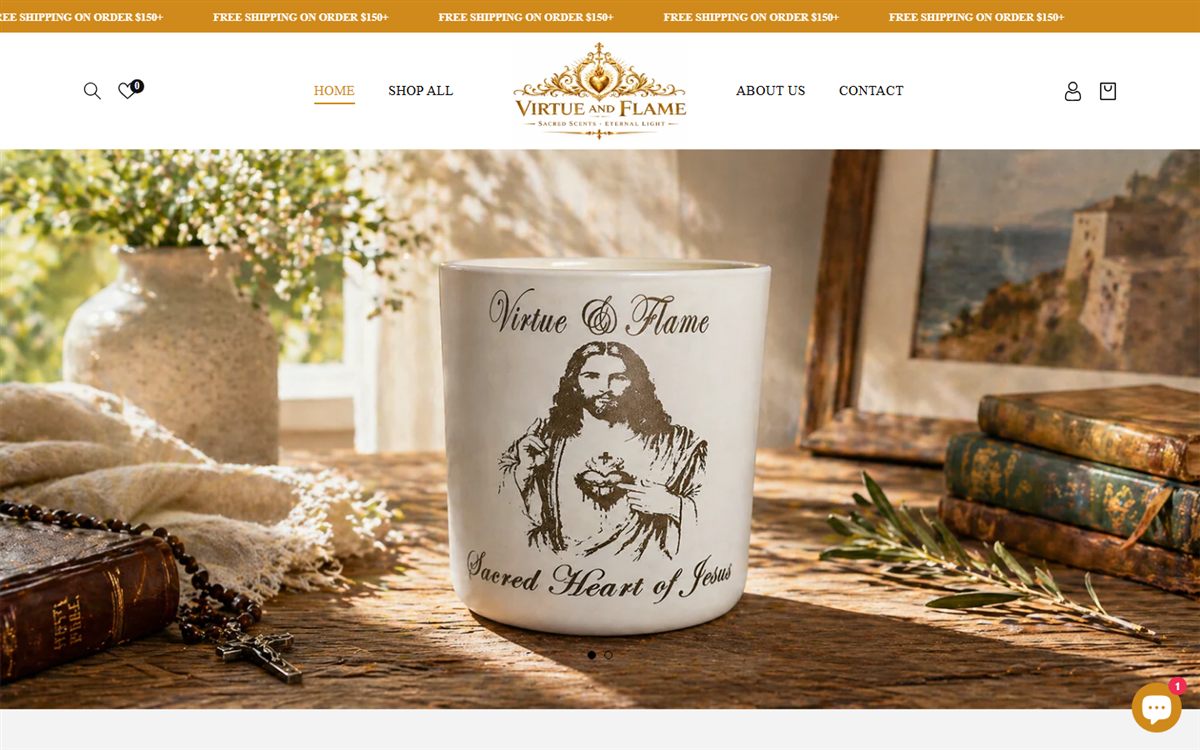 Virtue and Flame candle brand website built by J&O Digital Creations
